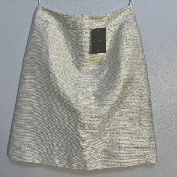 Anthropologie Paper Crown Ivory Metallic A Line Midi Skirt Women's 8 NWT - Picture 1 of 6